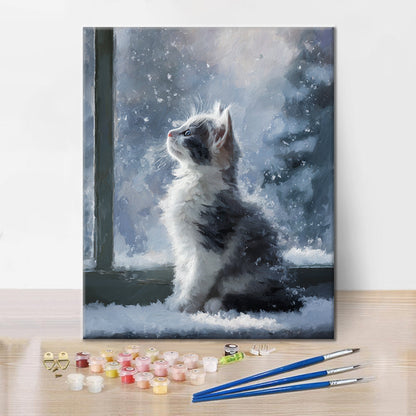 Chaton sous la neige - Peinture par numéros