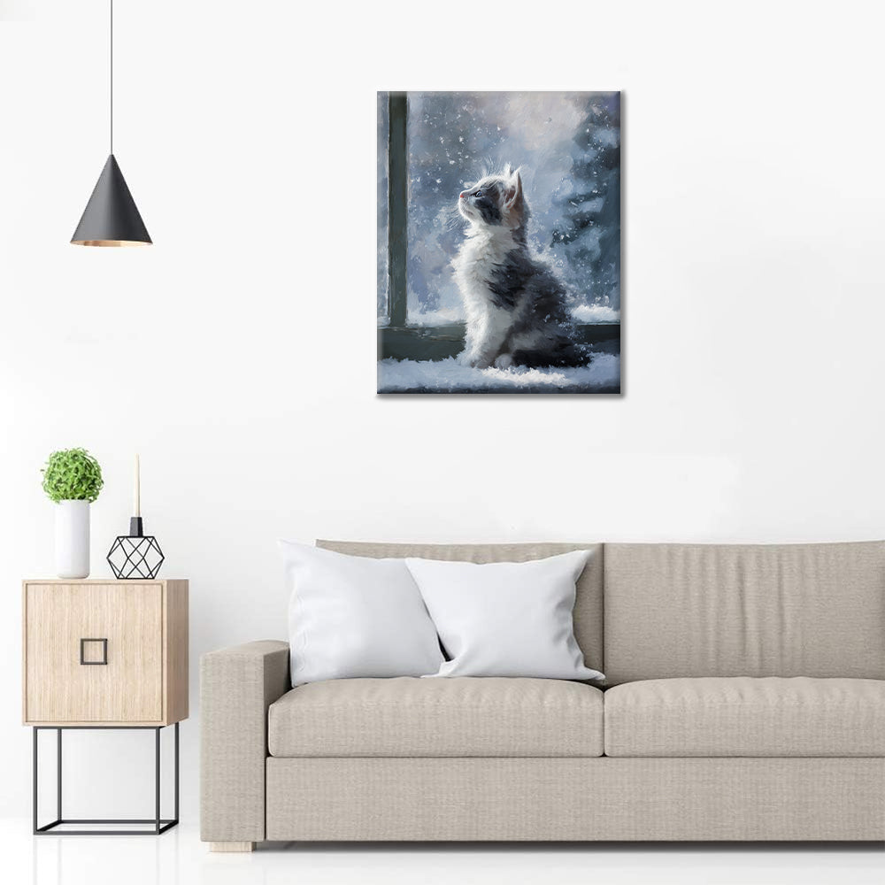 Chaton sous la neige - Peinture par numéros