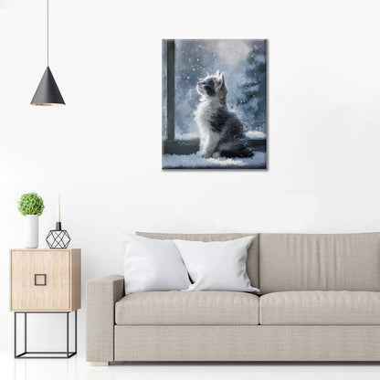 Chaton sous la neige - Peinture par numéros