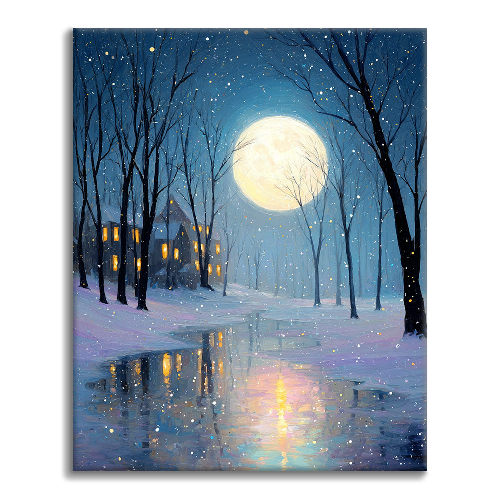 Neige au clair de lune - Peinture par numéros
