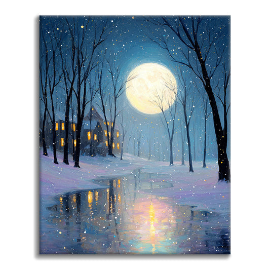 Neige au clair de lune - Peinture par numéros