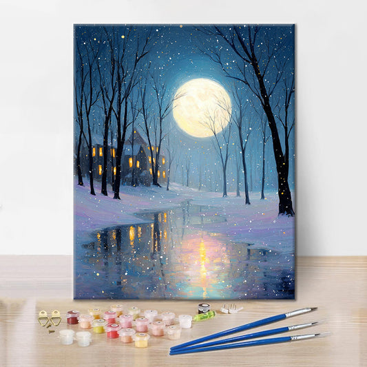 Neige au clair de lune - Peinture par numéros