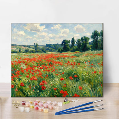 Champ de coquelicots d'été - Peinture par numéros