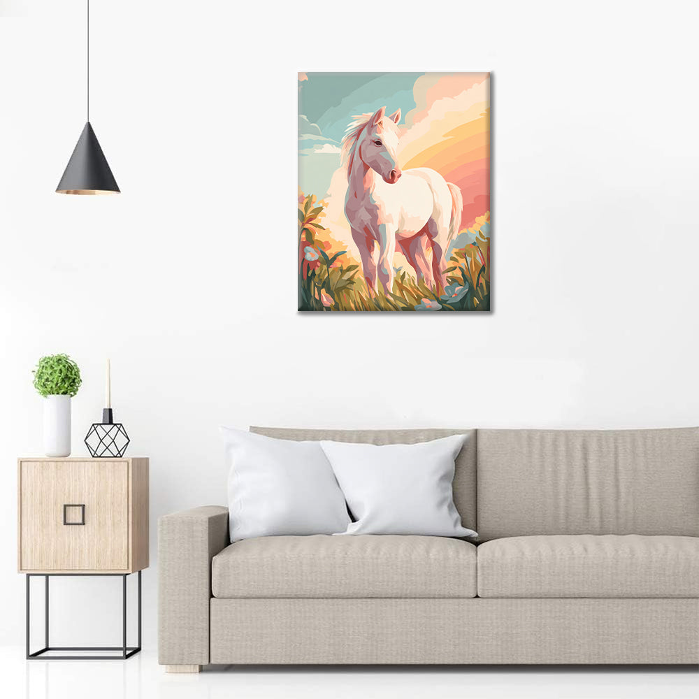Petit cheval blanc - Peinture par numéros