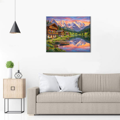 Coucher de soleil alpin suisse - Peinture par numéros