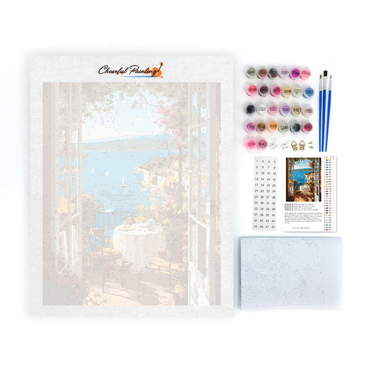 Vue sur la mer depuis la fenêtre. - Peinture par numéros