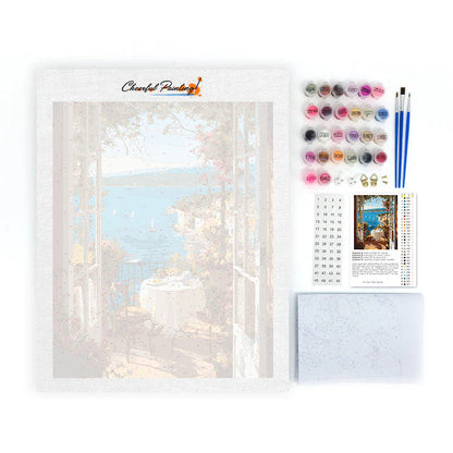 Vue sur la mer depuis la fenêtre. - Peinture par numéros