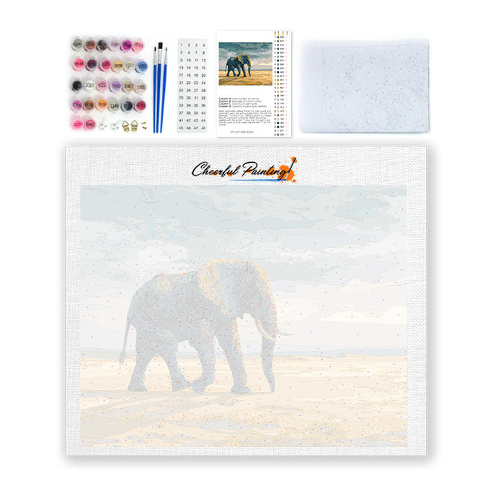 Éléphant qui marche - Peinture par numéros