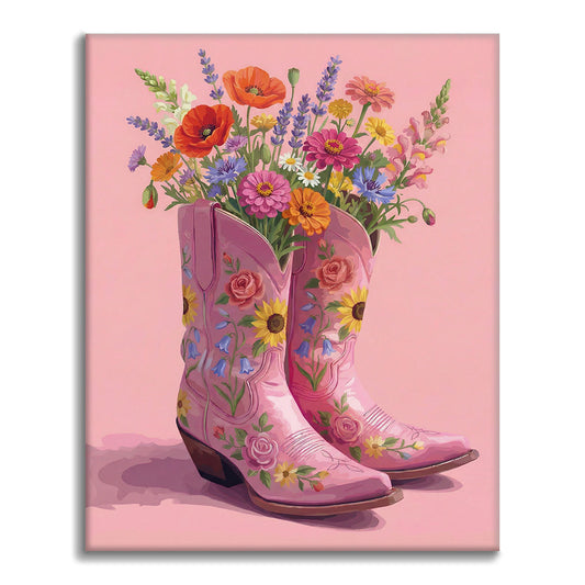 Bottes et fleurs - Peinture par numéros