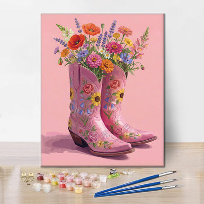 Bottes et fleurs - Peinture par numéros