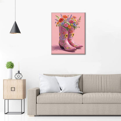 Bottes et fleurs - Peinture par numéros