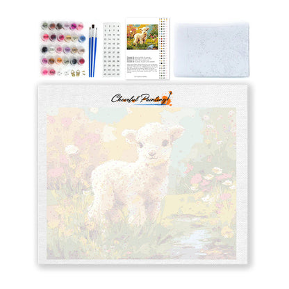 Fleurs et agneau - Peinture par numéros