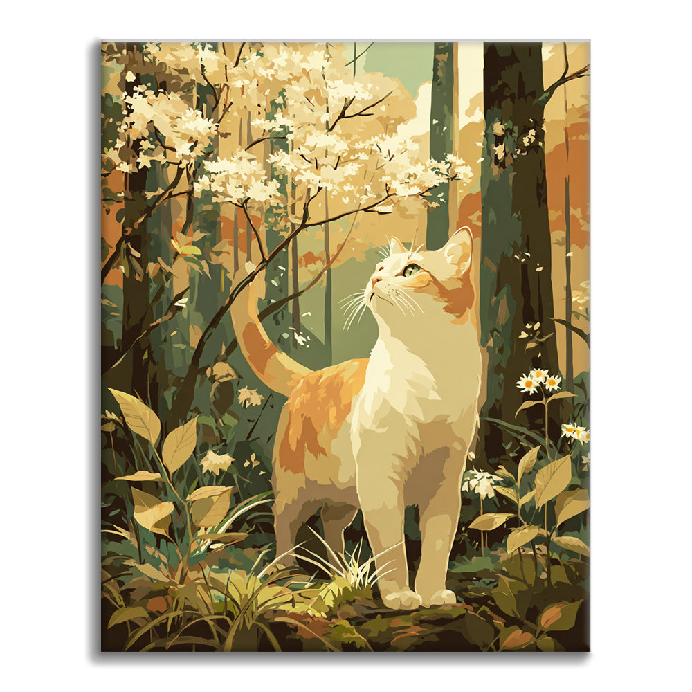 Chat au printemps - Peinture par numéros