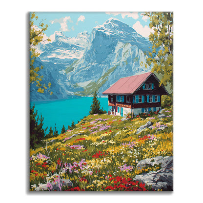 Chalet suisse - Peinture par numéros