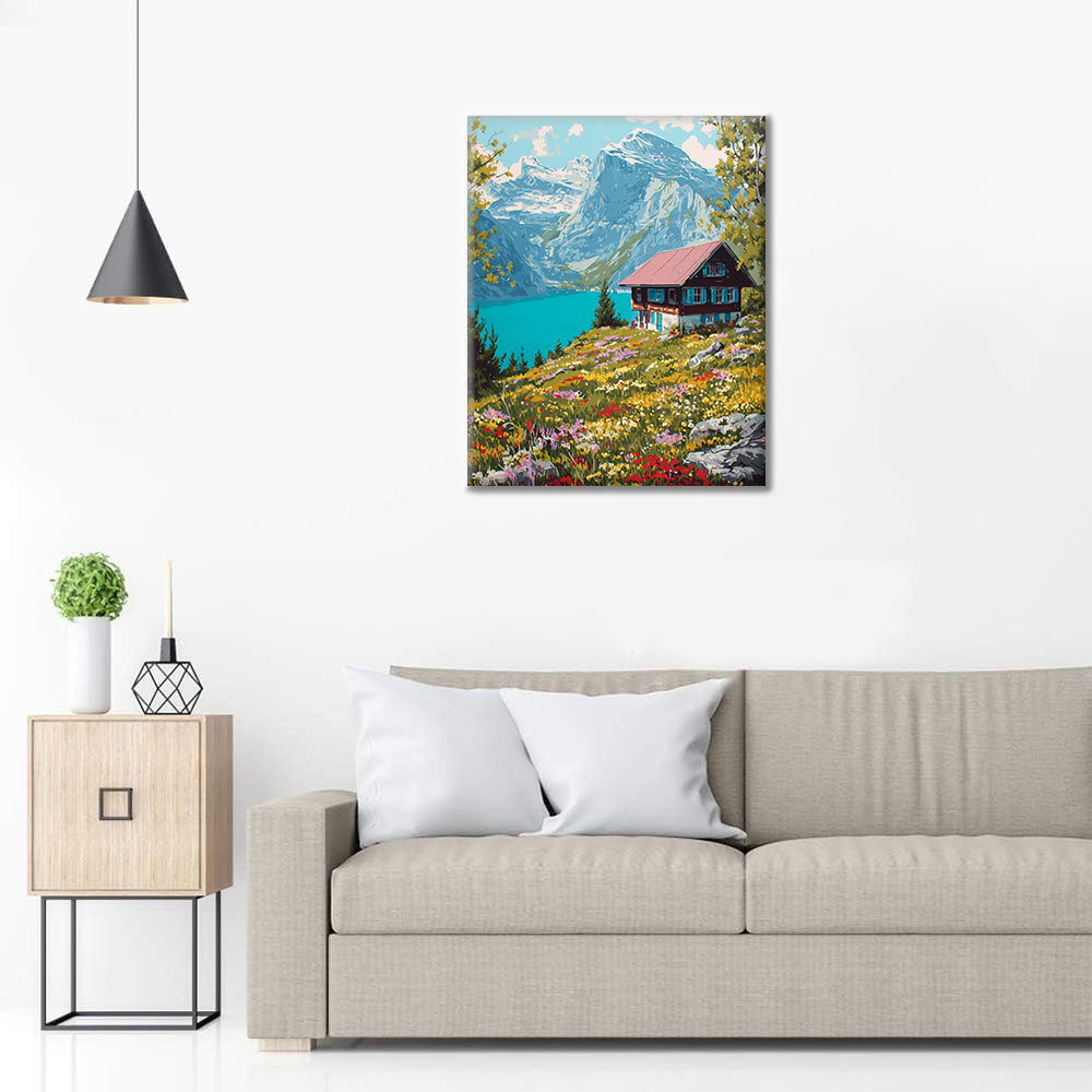 Chalet suisse - Peinture par numéros