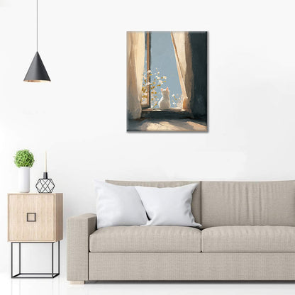 Chaton sur le rebord de la fenêtre - Peinture par numéros
