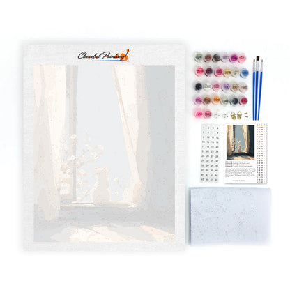 Chaton sur le rebord de la fenêtre - Peinture par numéros