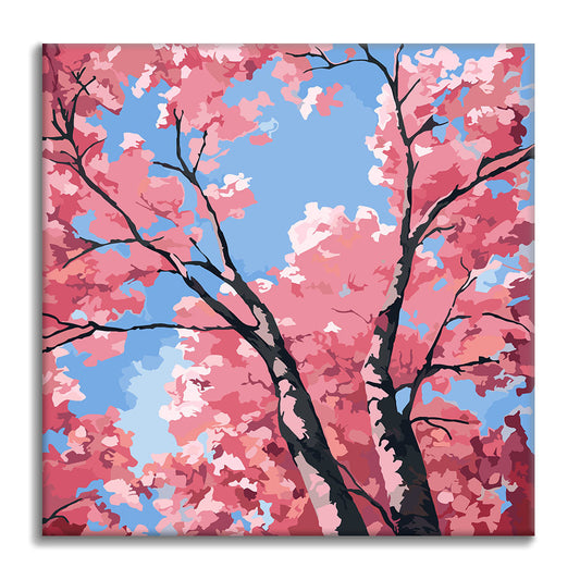 Ciel de cerisiers en fleurs - Mini peinture par numéros