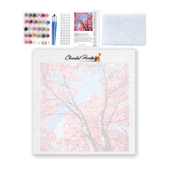Ciel de cerisiers en fleurs - Mini peinture par numéros
