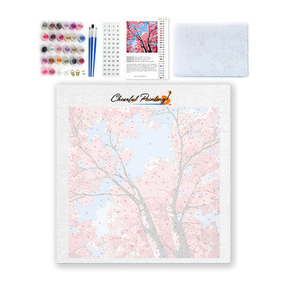 Ciel de cerisiers en fleurs - Mini peinture par numéros
