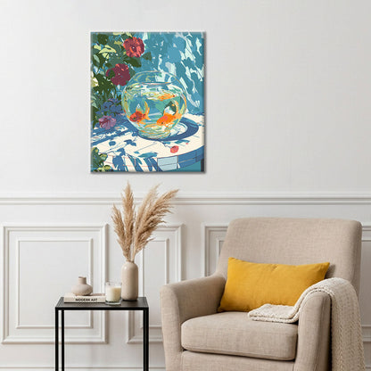 Aquarium et fleurs - Peinture par numéros