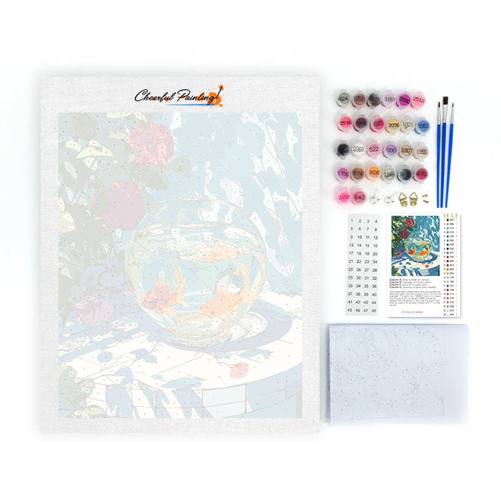 Aquarium et fleurs - Peinture par numéros