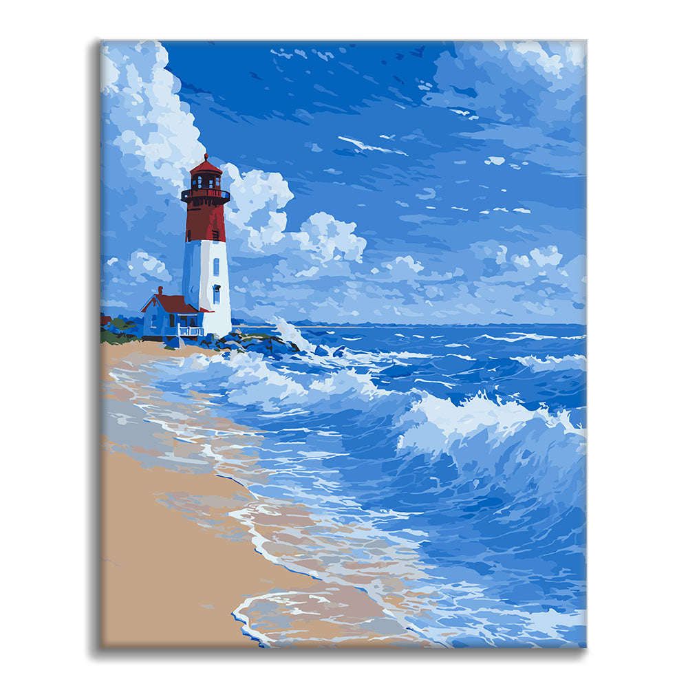 Phare - Vagues - Peinture par numéros