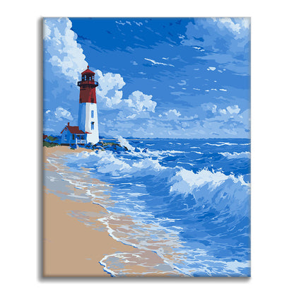 Phare - Vagues - Peinture par numéros
