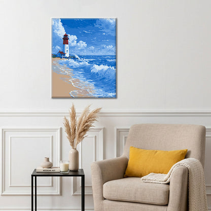 Phare - Vagues - Peinture par numéros