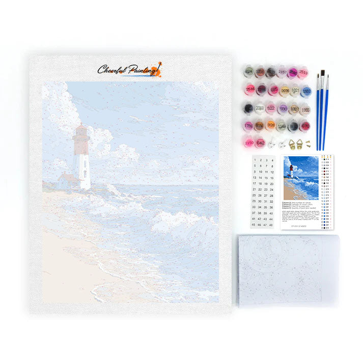 Phare - Vagues - Peinture par numéros