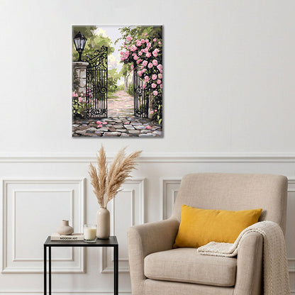 Roses sur la grille de fer - Peinture par numéros