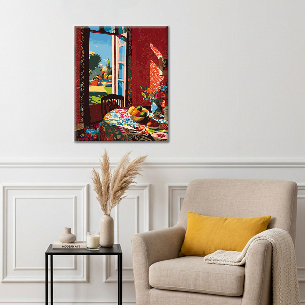 La salle à manger rouge - Peinture par numéros