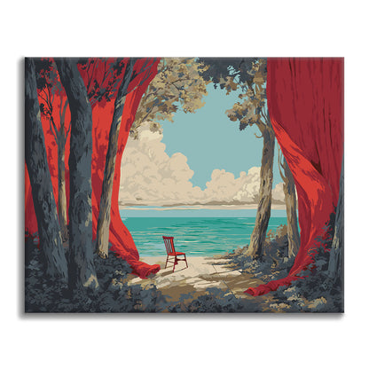 La mer derrière le rideau - Peinture par numéros