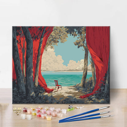 La mer derrière le rideau - Peinture par numéros