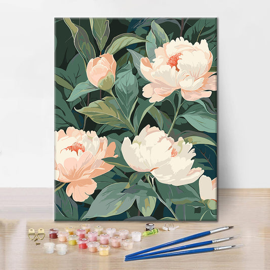 Pivoine Art Nouveau - Peinture par numéros