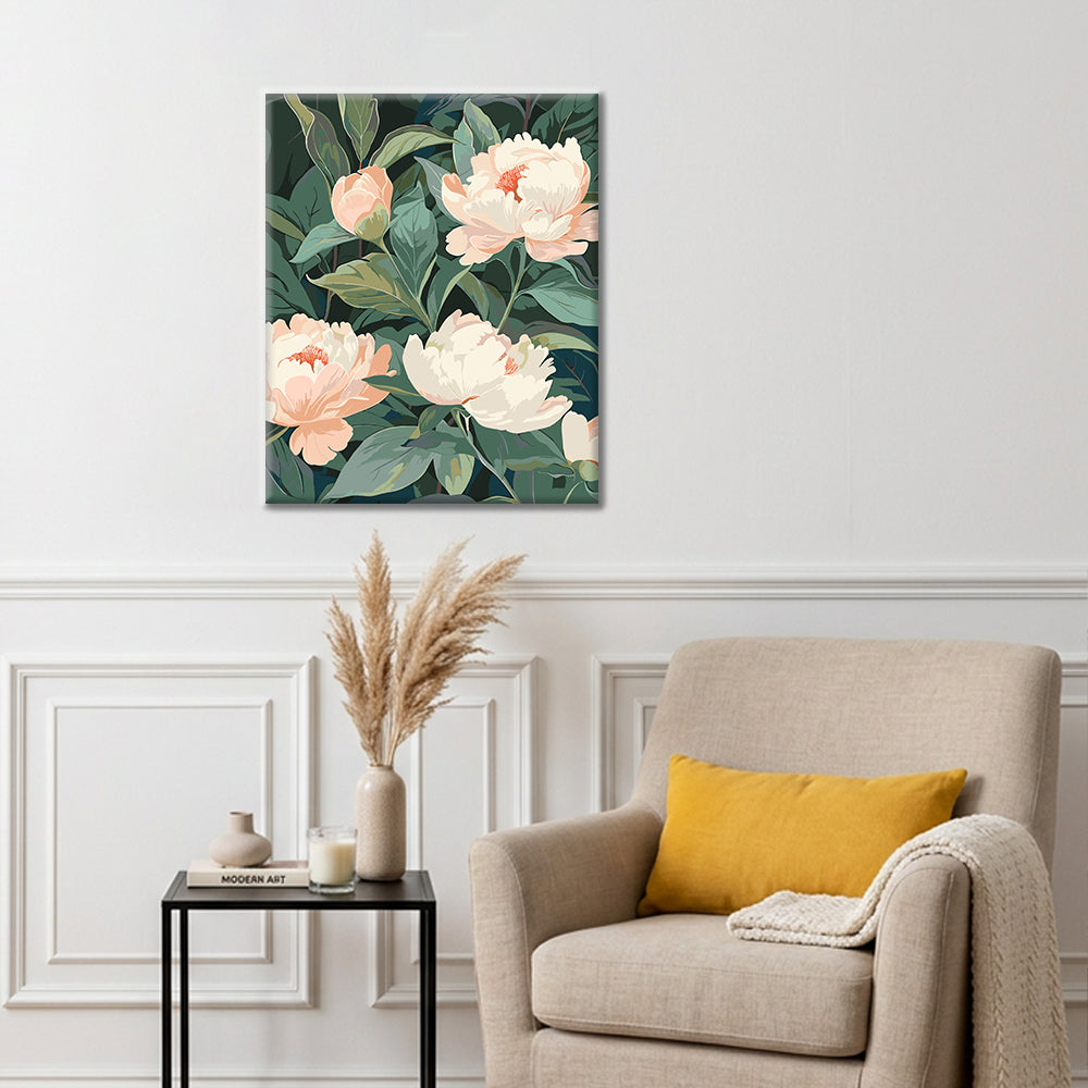 Pivoine Art Nouveau - Peinture par numéros