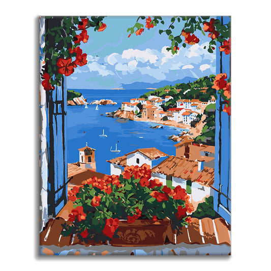 Géraniums de balcon - Peinture par numéros