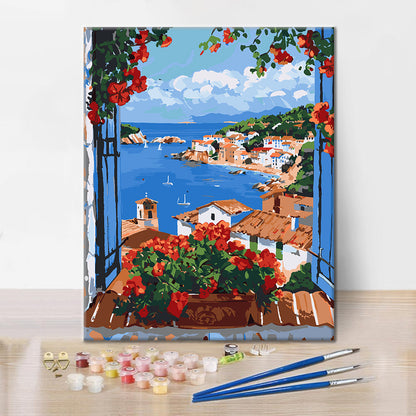 Géraniums de balcon - Peinture par numéros