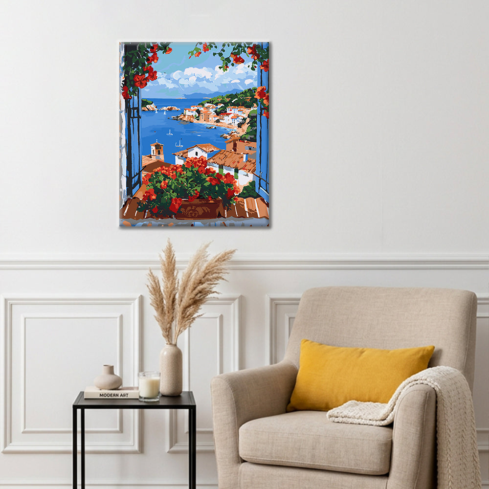 Géraniums de balcon - Peinture par numéros