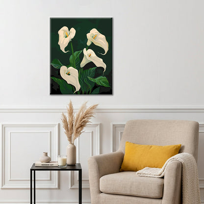 Lys calla blancs en fleurs - Peinture par numéros