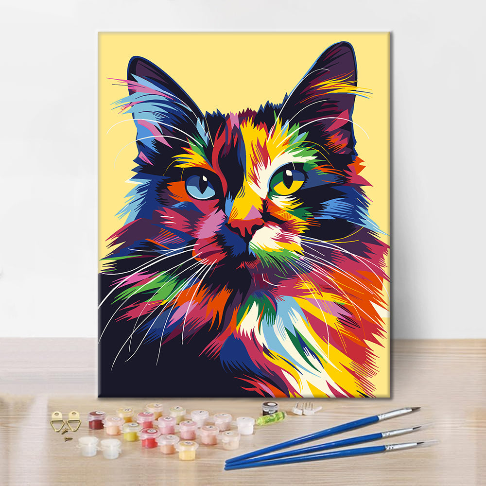 Géométrie de chat colorée - Peinture par numéros