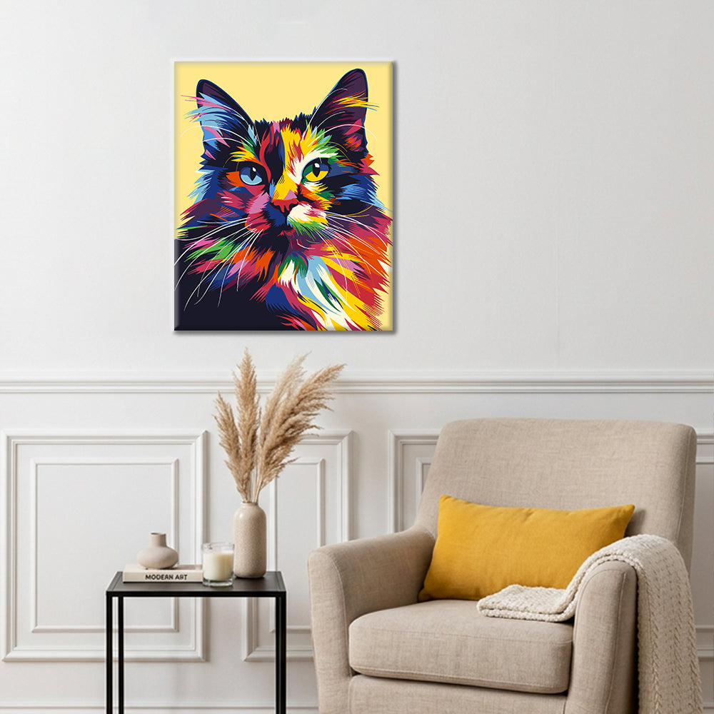 Géométrie de chat colorée - Peinture par numéros