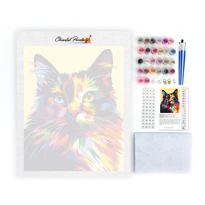 Géométrie de chat colorée - Peinture par numéros
