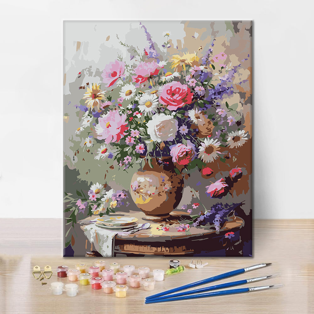 Bouquet champêtre en vase - Peinture par numéros
