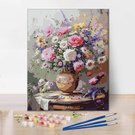 Bouquet champêtre en vase - Peinture par numéros
