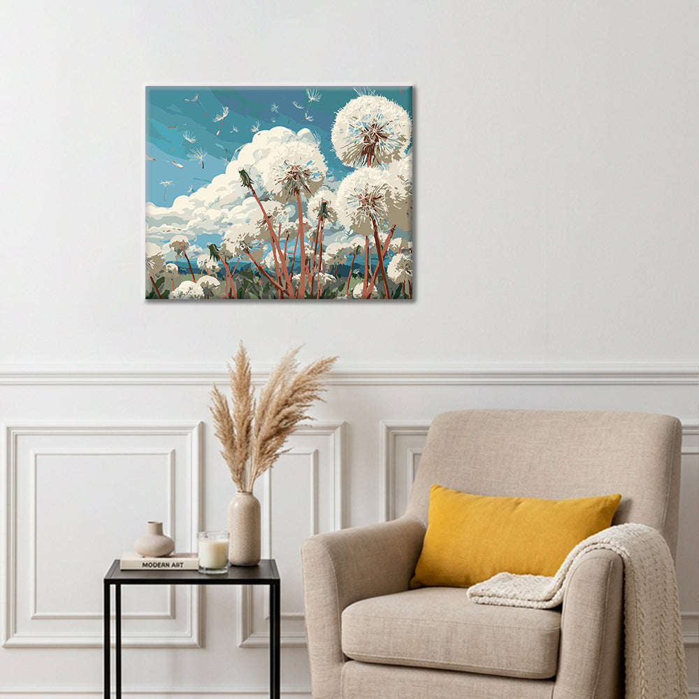 Champ de pissenlits - Peinture par numéros