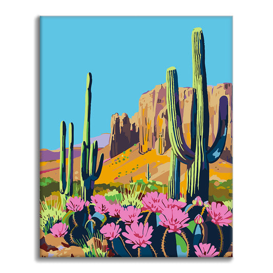 Fleur de cactus du désert - Peinture par numéros