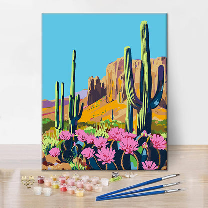 Fleur de cactus du désert - Peinture par numéros