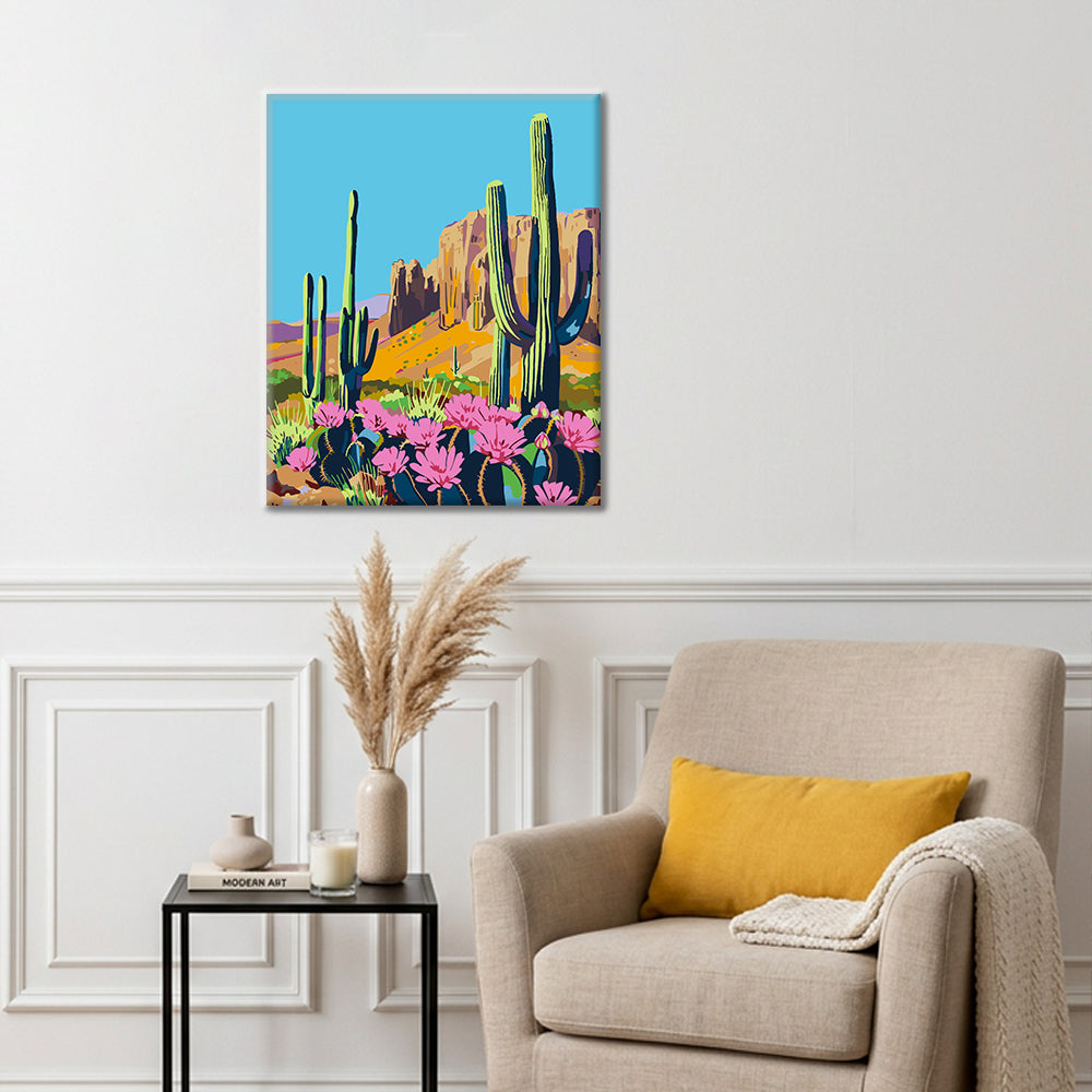 Fleur de cactus du désert - Peinture par numéros