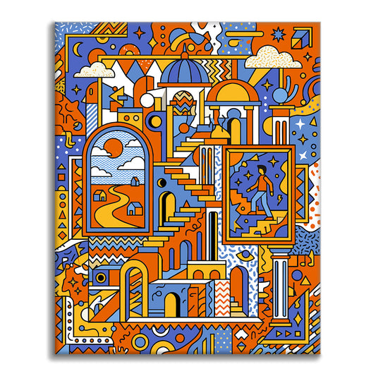 Paysage géométrique onirique - Peinture par numéros